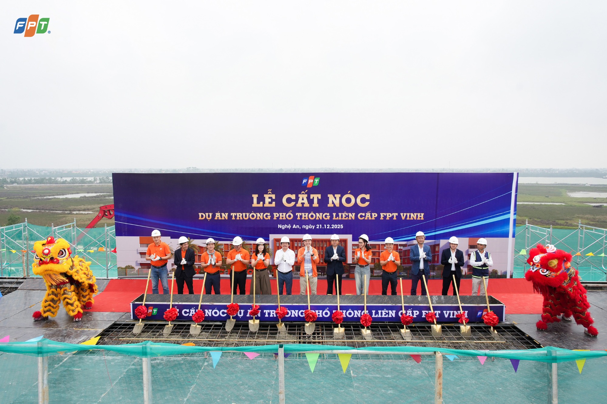 FPT cất nóc loạt trường Phổ thông Liên cấp tại Vinh (Nghệ An) và Long An (Tây Ninh)